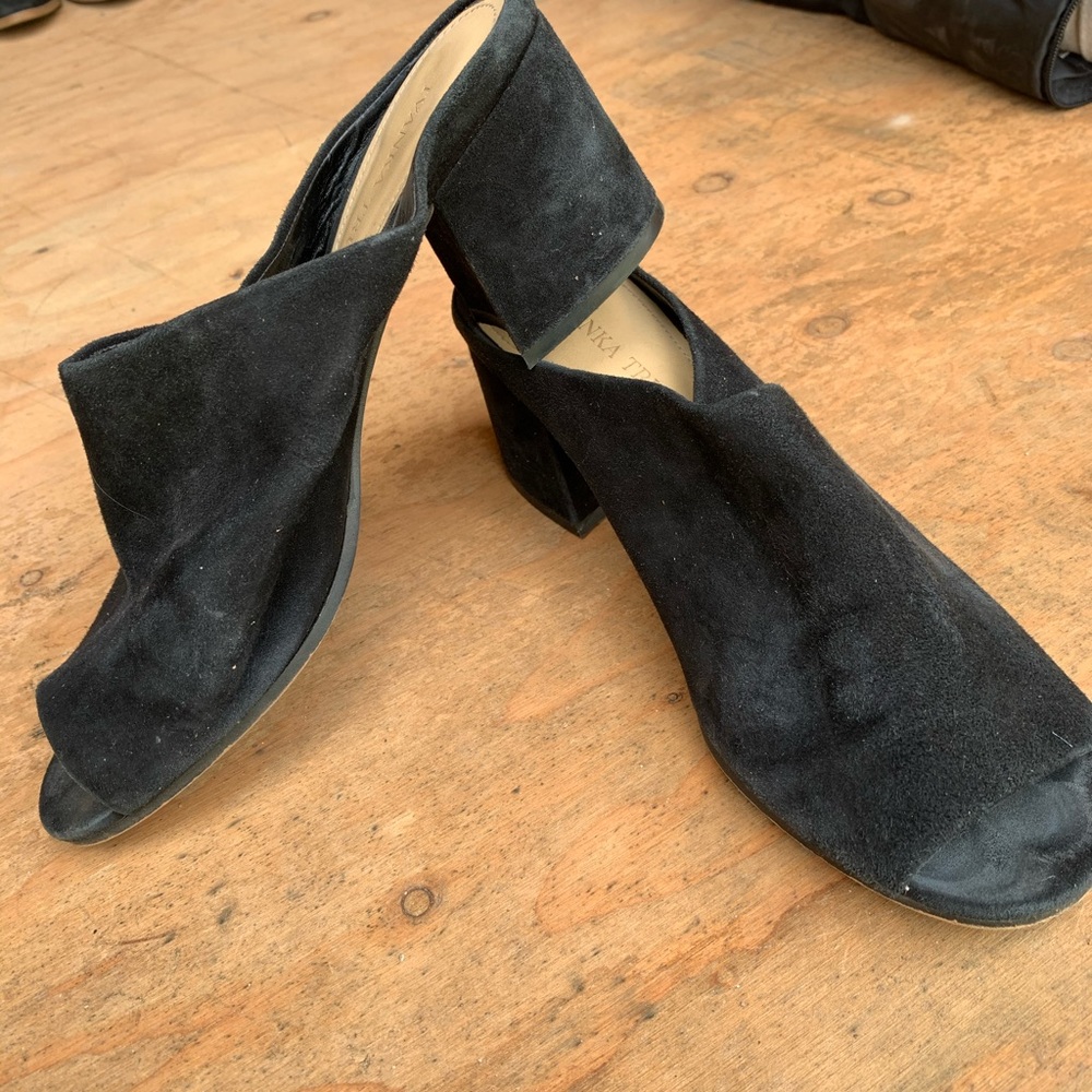 Ivanka Trump Peep Toe Suede Clogs
